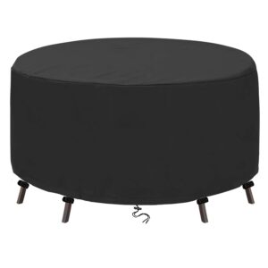 ziewee round outdoor table cover waterproof round patio furniture covers 600d patio table cover for table and chair sets rainproof & windproof patio cover 52" dia x 28" h / 130x71cm