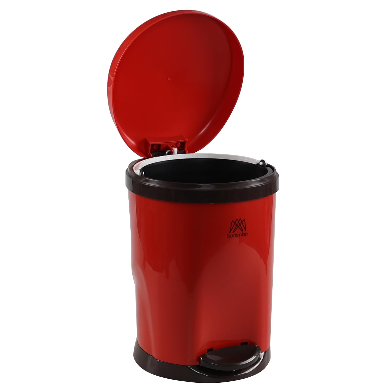 DynkoNA 2.1 Gollon/ 8 Liter Small Trash Can with Step Pedal, Plastic Garbage Can. Red