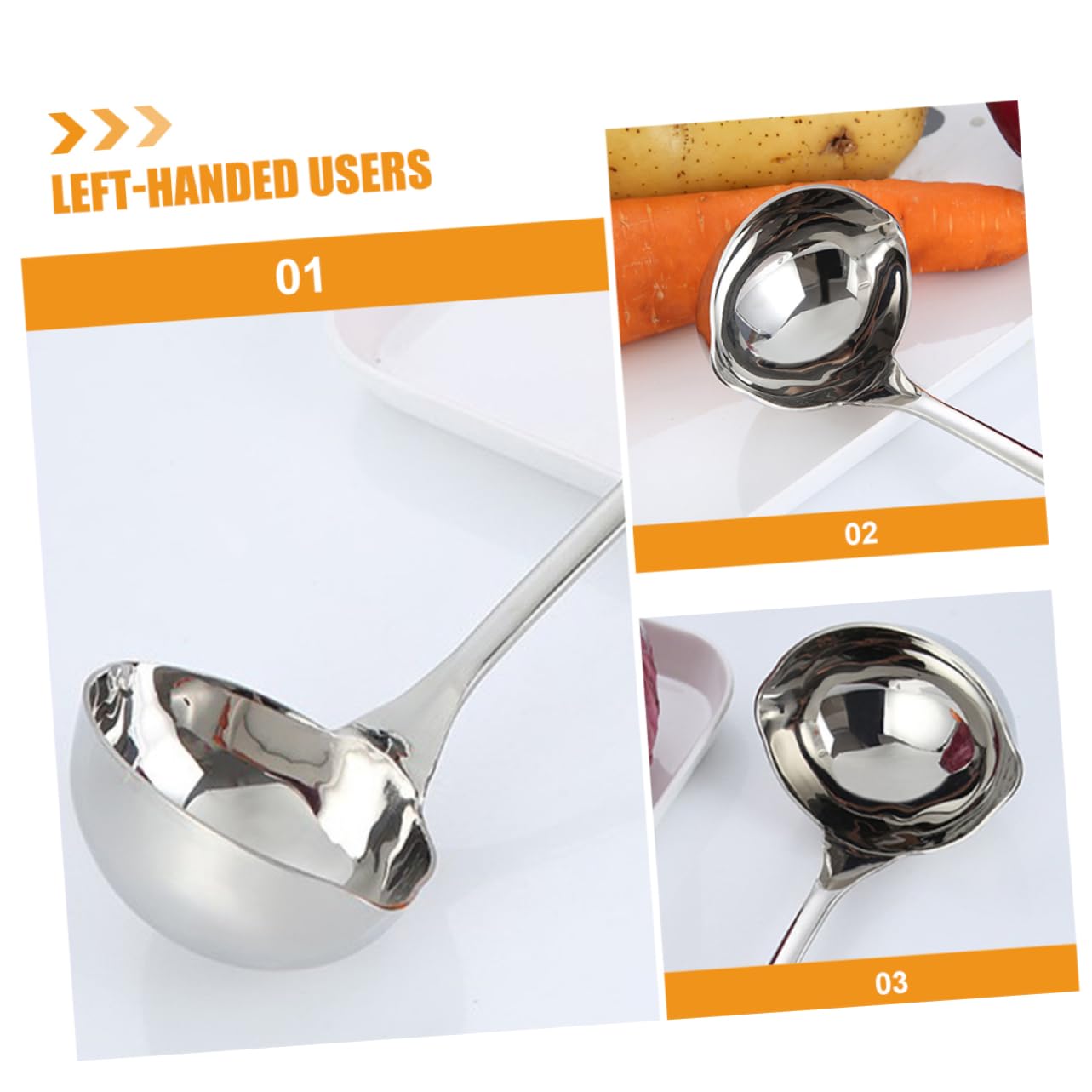 LABRIMP Stainless Steel Ladle with Pouring Spout Multi Purpose Soup Ladle for Canning and Serving Metal Soup Spoon for Kitchen Use for Soups and Sauces