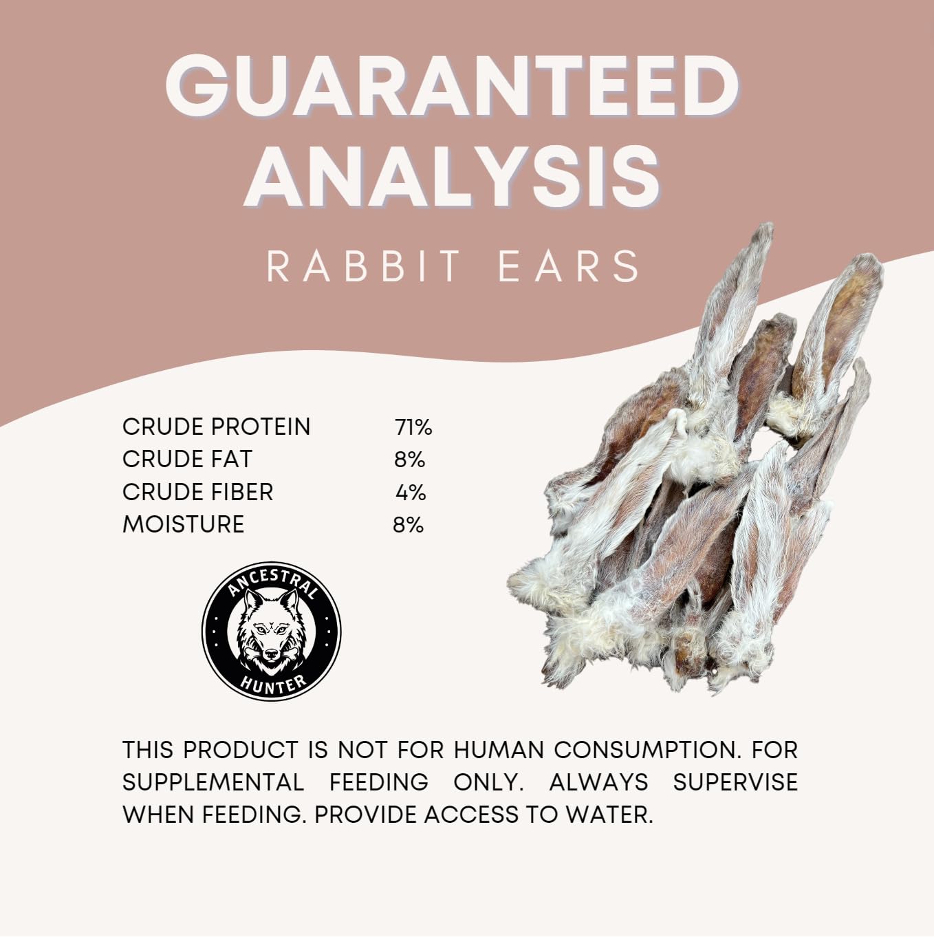 Dehydrated Rabbit Ears for Dogs & Cats - Furry Rabbit Ear Dog Treats - USA Sourced Whole Rabbit Ears with Fur for Dogs - Rawhide Alternative - 100% Single Ingredient Furry Rabbit Ears (6 Count)