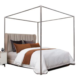 velskud canopy bed frame, thicken stainless steel bed canopy frame, bed post poles 4 corner canopy for metal bed mosquito bed poles canopy frame