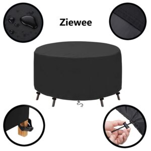 Ziewee Round Outdoor Table Cover Waterproof Round Patio Furniture Covers 600D Patio Table Cover for Table and Chair Sets Rainproof & Windproof Patio Cover 52" Dia x 28" H / 130x71cm