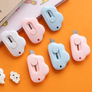 Cloud Portable Box Cutter,Retractable Art Cutter Utility Knife,Cloud Shaped Kawaii Letter Opener,School Stationery Cute Paper Cutter for Packages,Letters and Cardboard Boxes Opening Office Home