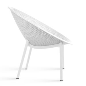 2xhome Set of 2 Modern Oval Chairs, Contemporary Accent Lounge Chairs with Perforated Breathable Egg Shaped Pod Seat for Kitchen, Dining, Patio, Indoor, Outdoor, White