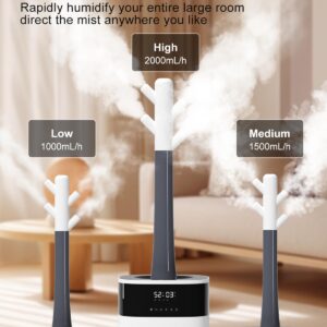 LACIDOLL Humidifier Large Room, 5.3Gal/20L Cool and Warm Mist Humidifiers for Home 3000 sq ft, Whole House Humidifiers with Diffuser&Extended Tube, Top Fill Humidifiers for Bedroom Baby Nursery Plants