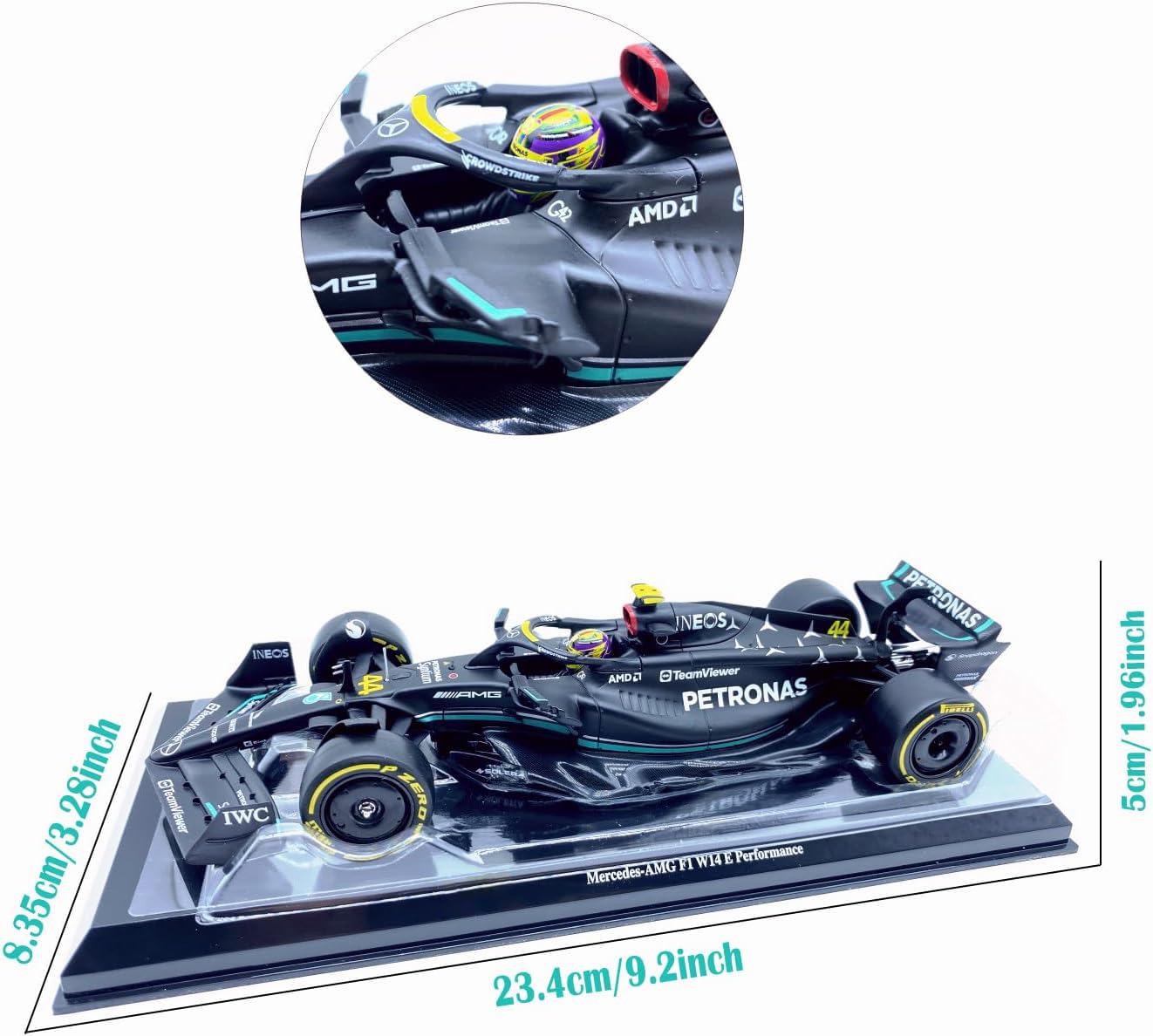 HTLNUZD 2023 New 1/24 F1Mercedes AMGW14#44 for Lewis Hamilton 1:24 Formula One F1W14#44 Alloy Racing Die Cast Car Static Adult Collection Model