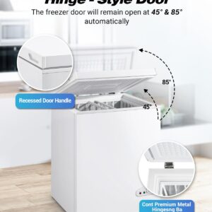 Mini Chest Freezer 3.5 Cu.Ft, Small Top Door Deep Freezer with 7 Adjustable Temperature, Removable Basket, Low Noise for Home, Apartment, Open Garage, Kitchen White