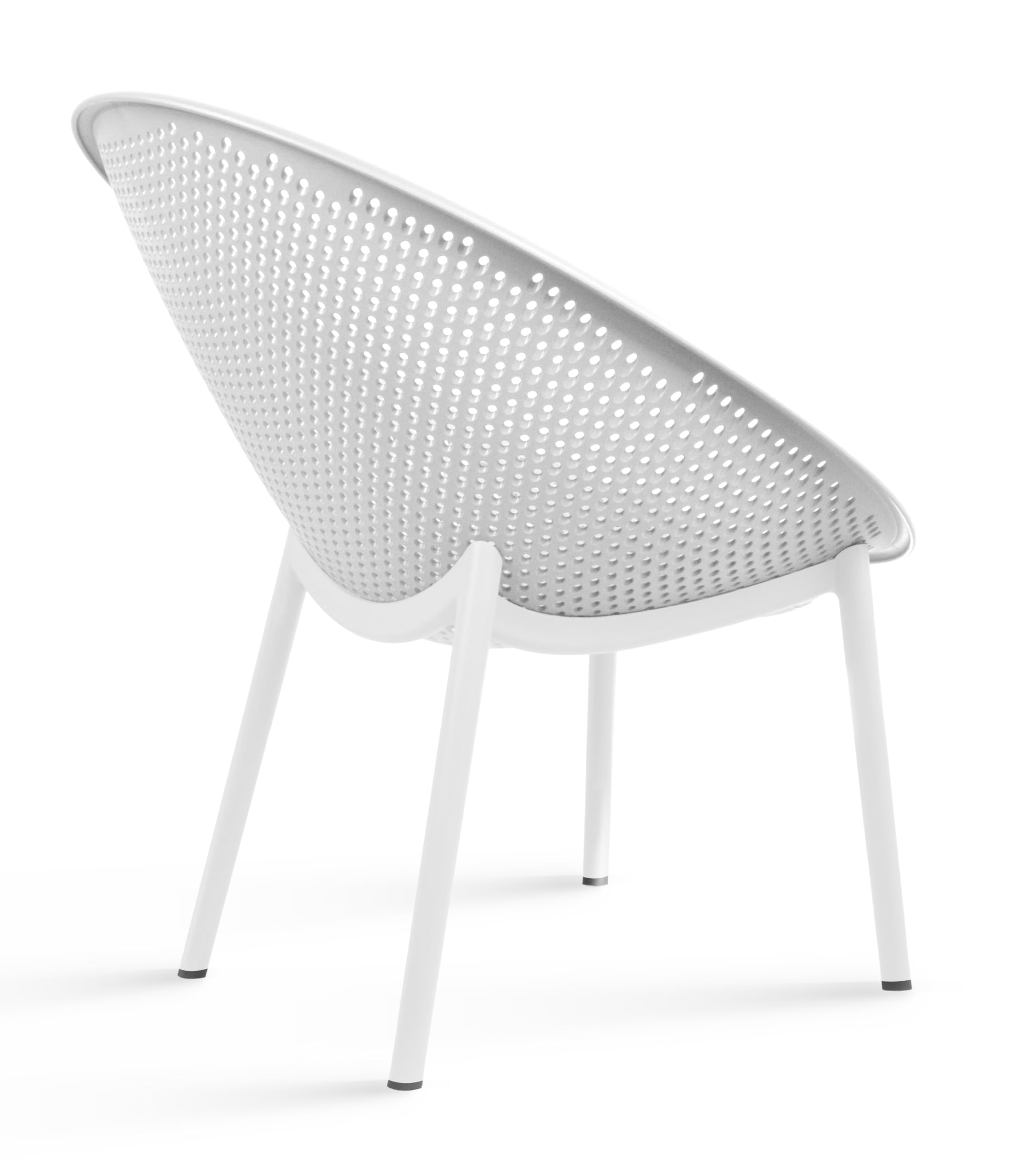 2xhome Set of 2 Modern Oval Chairs, Contemporary Accent Lounge Chairs with Perforated Breathable Egg Shaped Pod Seat for Kitchen, Dining, Patio, Indoor, Outdoor, White