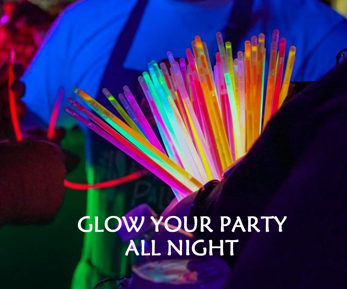 Glow Sticks 207Pcs Bulk Party Pack 8” Glow In The Dark Sticks Glow Party Supplies Bracelets And Glow Eyeglasses And Necklaces Earrings Favors For You... (207PCS)