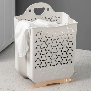 Collapsible Laundry Basket Clothes Storage Basket Dirty Cloth Basket Laundry Hamper Wall Mounted Laundry Basket Plastic Storage Bathroom Basket Organizer Tpe Child White Clothing