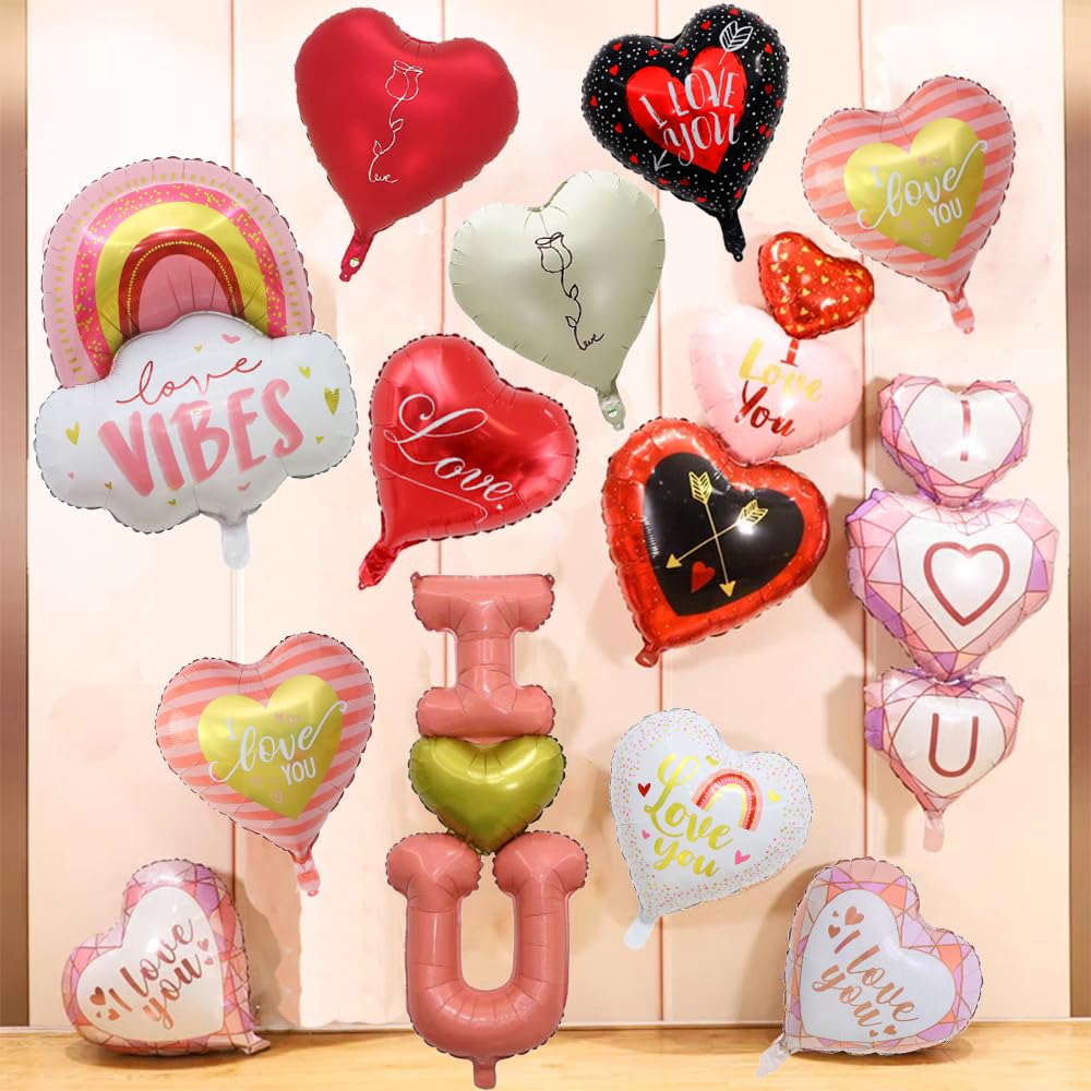 I Love You Balloons - Love Balloons,Wedding Bridal Shower Engagement Anniversary Birthday Decorations- Helium Supported,Valentines Day Decorations and Gift Idea 7 Pcs