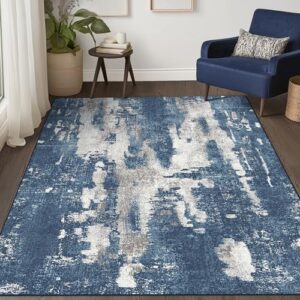 BEIMO Area Rugs 5x7 for Living Room Bedroom Machine Washable Modern Abstract Soft Large Blue Rugs with Non Slip Backing, Floor Carpet for Dining Room