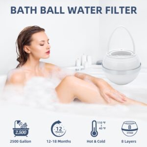 Bath Ball Filter, Bath Ball Water Filter, Bathtub Water Filter, Bath Ball Bathtub Water Filter for Tub Faucet - BPA Free - White