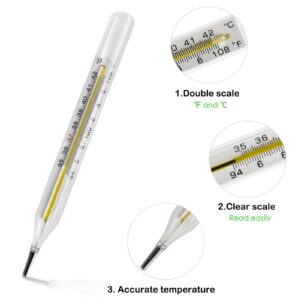 ℃&℉ Glass Thermometer for Underarm 2PCS - Basal Body Thermometer - Fever Thermometer - Accurate Easy Reading by HARIKA LIFE