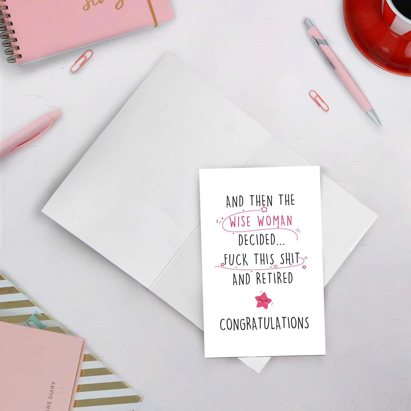 SuperShunhu Funny Retirement Card for Women, Colleague Leaving Work Card, Retiring Card Gift for Coworker, Humor Happy Retirement Card, The Wise Women Retired Congratulation Card