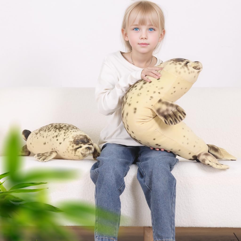 FFxiong 22" Chubby Blob Seal Pillow Stuffed Animal Plush Toy Cute Soft Body Seal Large Ocean Animals Toys, Valentine Birthday Gift for Kids Boy Girl