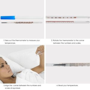 ℉ Oral Thermometer for Adults and Kids 2PCS - Glass Thermometer for Rectal Temperature - Accurate Easy Reading by HARIKA LIFE