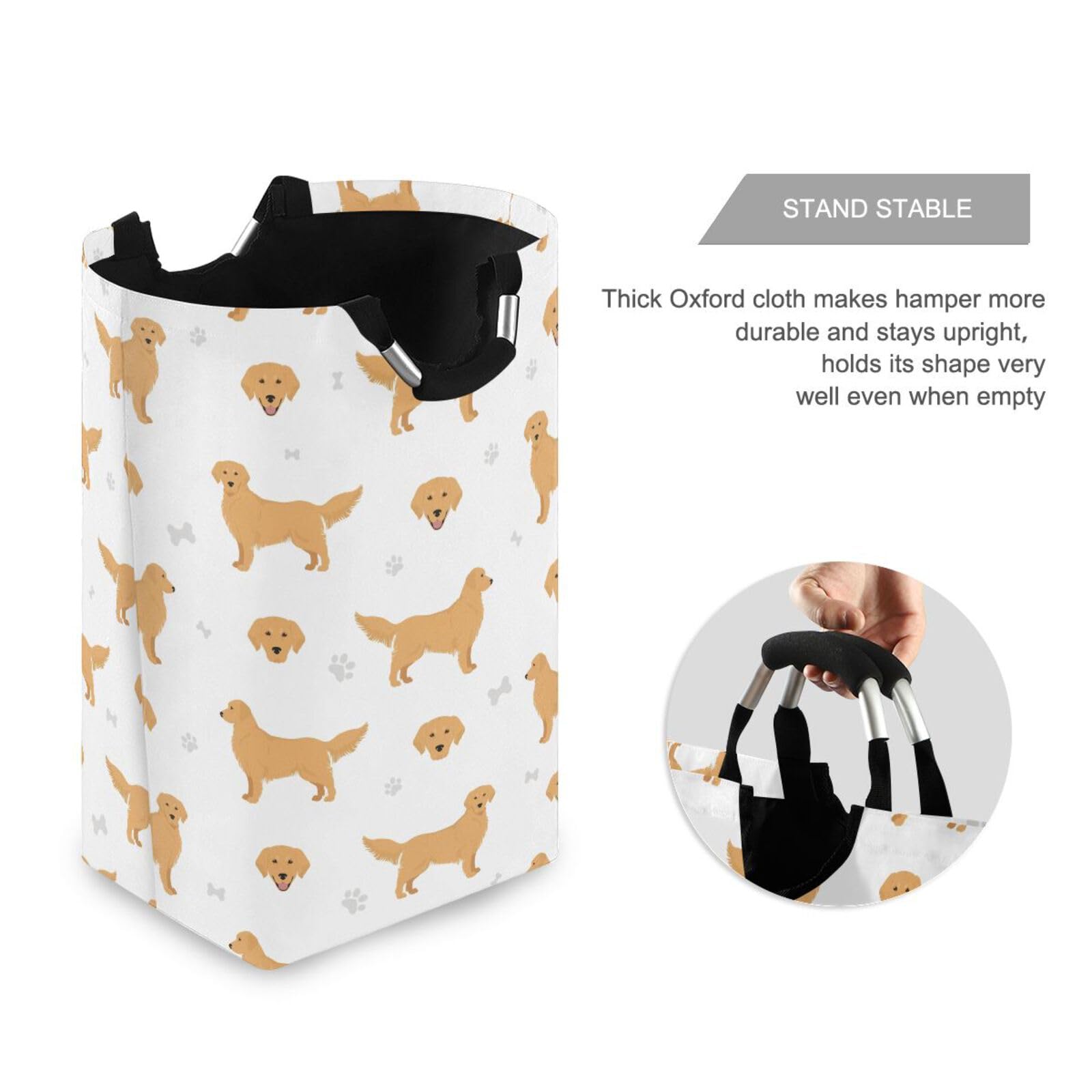 Exnundod Laundry Hamper Golden Retriever Dogs, Large Laundry Baket Organizer Cartoon Dog Face Waterproof Storage Basket Collapsible Clothes Hamper for Blanket Toys Dirty Clothes