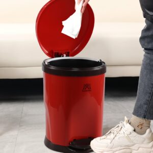 DynkoNA 2.1 Gollon/ 8 Liter Small Trash Can with Step Pedal, Plastic Garbage Can. Red