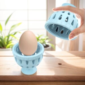 Egg Washer for Fresh Eggs, Silicone Egg Cleaner for Fresh Eggs, Reusable Egg Scrubber for Fresh Eggs, Multifunctional Vegetable/Egg Brush, Simple and Convenient, Easy to Clean(2 Pack, Brown)