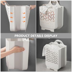 Collapsible Laundry Basket Clothes Storage Basket Dirty Cloth Basket Laundry Hamper Wall Mounted Laundry Basket Plastic Storage Bathroom Basket Organizer Tpe Child White Clothing