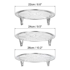 uxcell 3pcs Stainless Steel Steamer Rack with Stand, 8.6 Inches/9.5 Inches/10.2 Inches Pot Steaming Tray for Steamer Cookware Instant Pressure Cooker