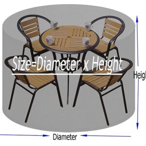 Ziewee Round Outdoor Table Cover Waterproof Round Patio Furniture Covers 600D Patio Table Cover for Table and Chair Sets Rainproof & Windproof Patio Cover 52" Dia x 28" H / 130x71cm