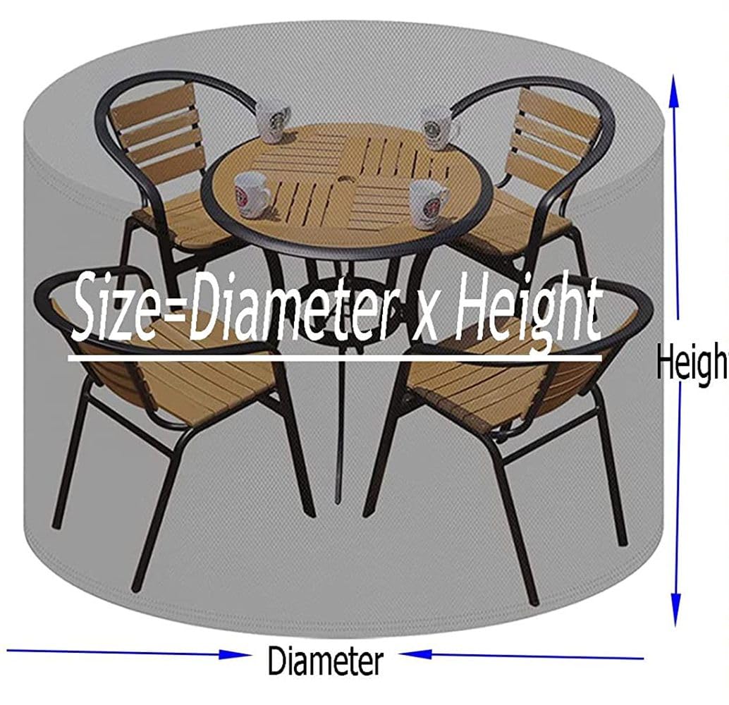 Ziewee Round Outdoor Table Cover Waterproof Round Patio Furniture Covers 600D Patio Table Cover for Table and Chair Sets Rainproof & Windproof Patio Cover 52" Dia x 28" H / 130x71cm