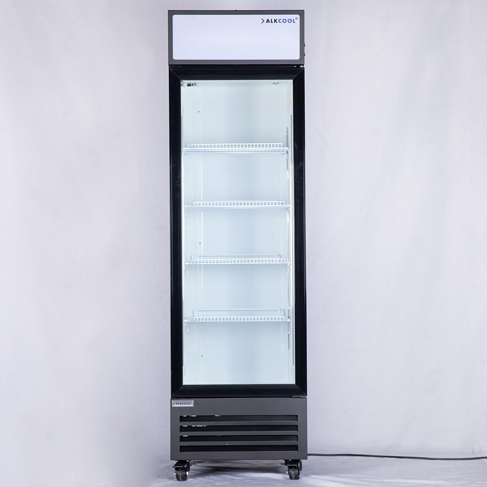 Commercial Beverage Refrigerator Display Fridge,13 Cu Ft Single Glass Door Merchandiser Drink Cooler with LED Light Adjustable Shelves,ETL and NSF Approval