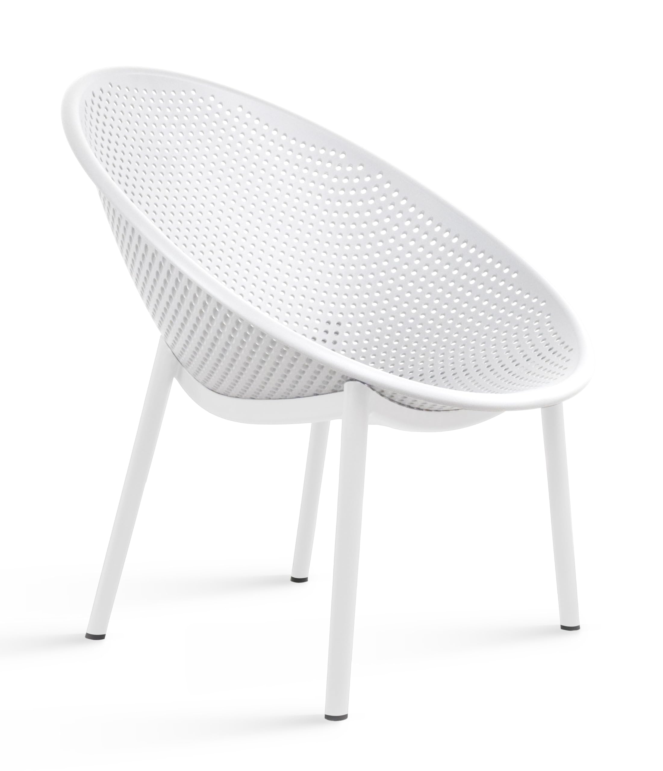 2xhome Set of 2 Modern Oval Chairs, Contemporary Accent Lounge Chairs with Perforated Breathable Egg Shaped Pod Seat for Kitchen, Dining, Patio, Indoor, Outdoor, White