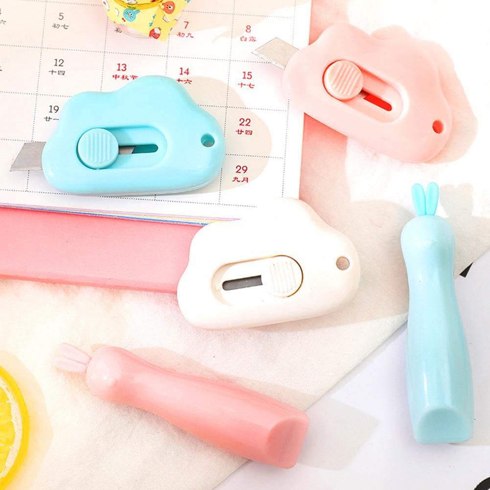 Cloud Portable Box Cutter,Retractable Art Cutter Utility Knife,Cloud Shaped Kawaii Letter Opener,School Stationery Cute Paper Cutter for Packages,Letters and Cardboard Boxes Opening Office Home