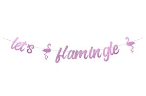 pink glitter let's flamingle party banner,summer tropical hawaiian bachelorette party bridal shower party decorations supplies