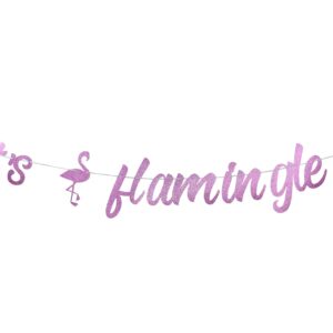 Pink Glitter Let's Flamingle Party Banner,Summer Tropical Hawaiian Bachelorette Party Bridal Shower Party Decorations Supplies