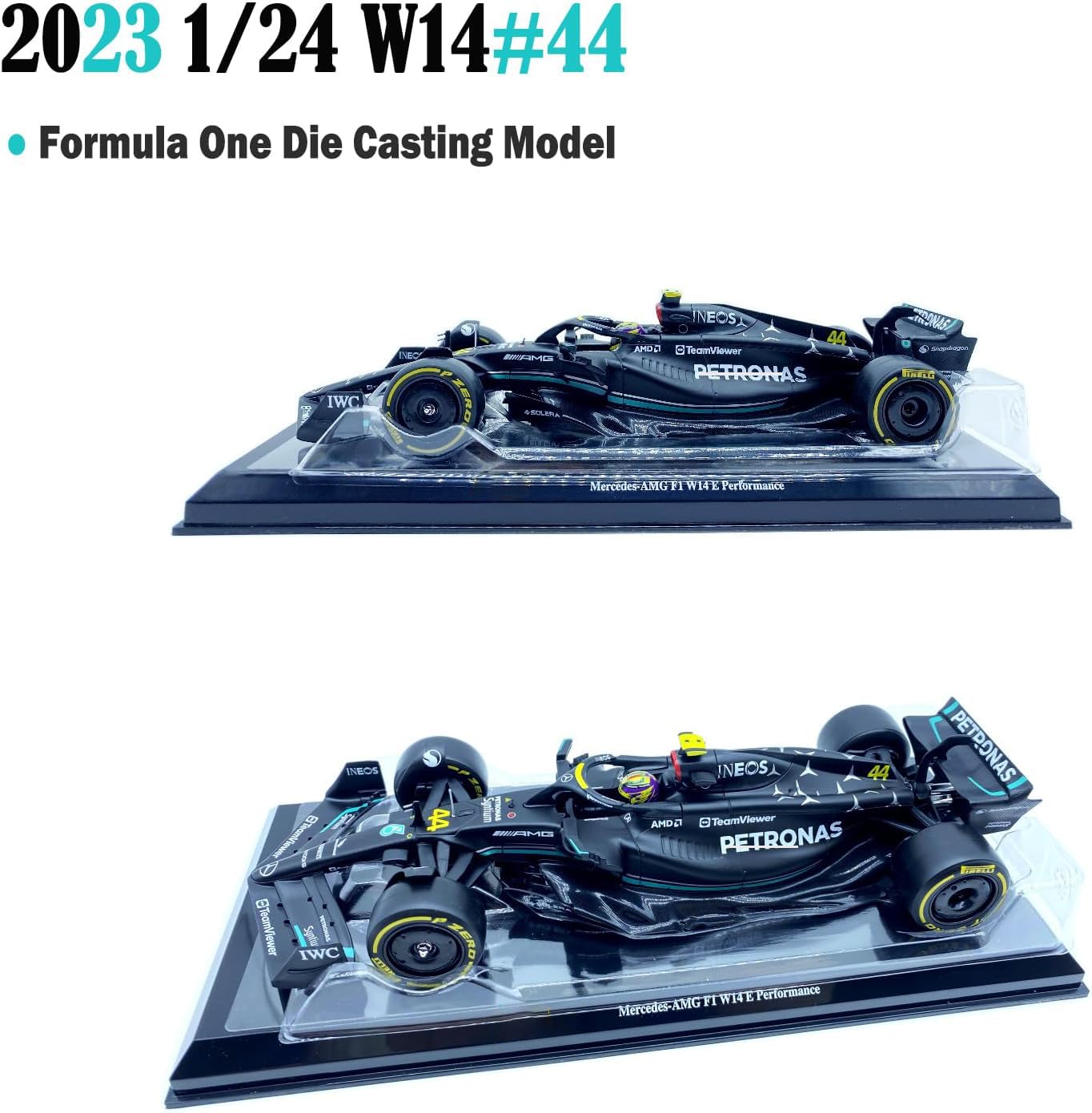 HTLNUZD 2023 New 1/24 F1Mercedes AMGW14#44 for Lewis Hamilton 1:24 Formula One F1W14#44 Alloy Racing Die Cast Car Static Adult Collection Model