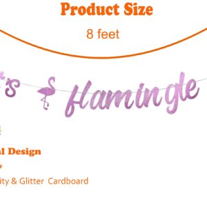 Pink Glitter Let's Flamingle Party Banner,Summer Tropical Hawaiian Bachelorette Party Bridal Shower Party Decorations Supplies