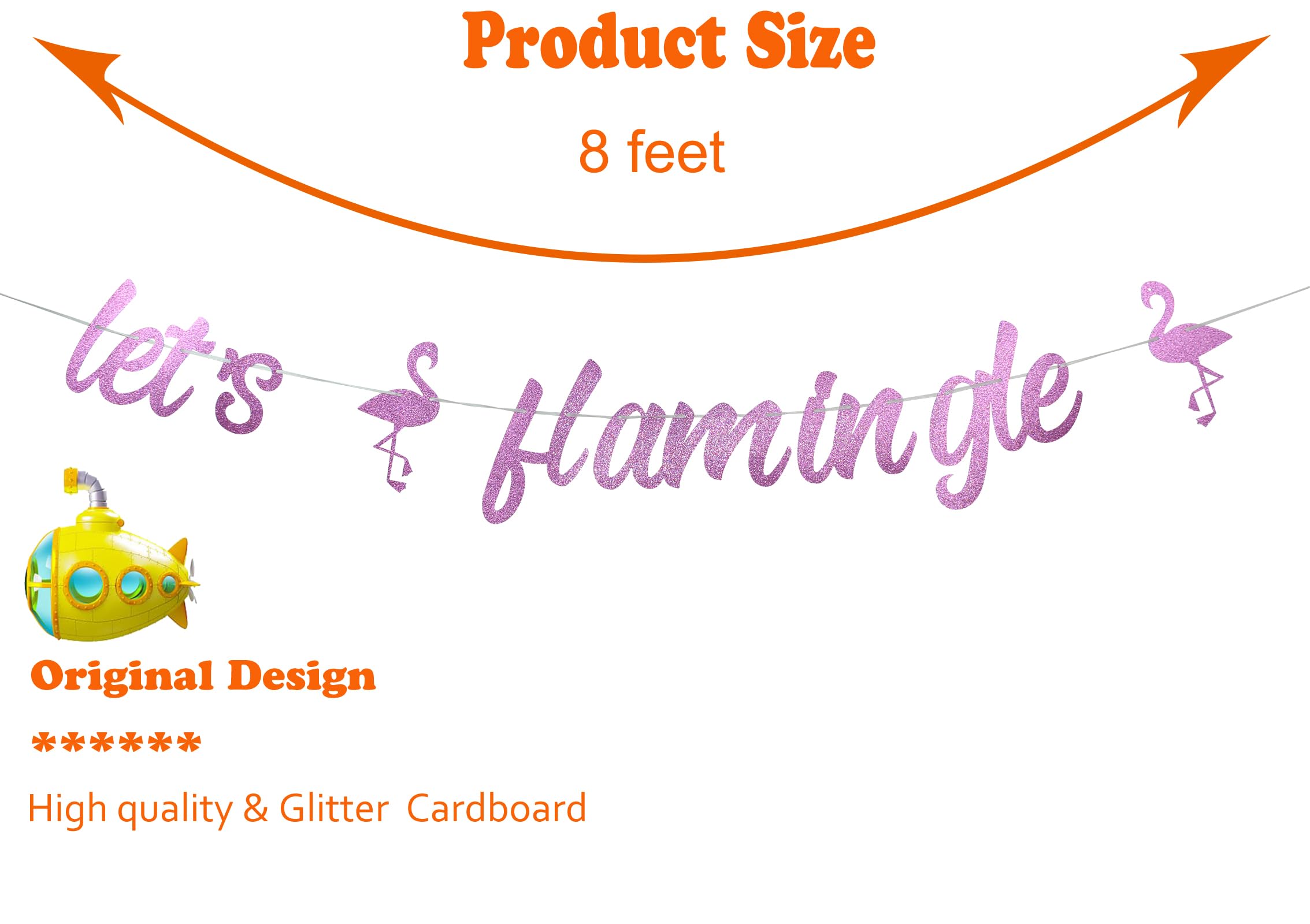 Pink Glitter Let's Flamingle Party Banner,Summer Tropical Hawaiian Bachelorette Party Bridal Shower Party Decorations Supplies