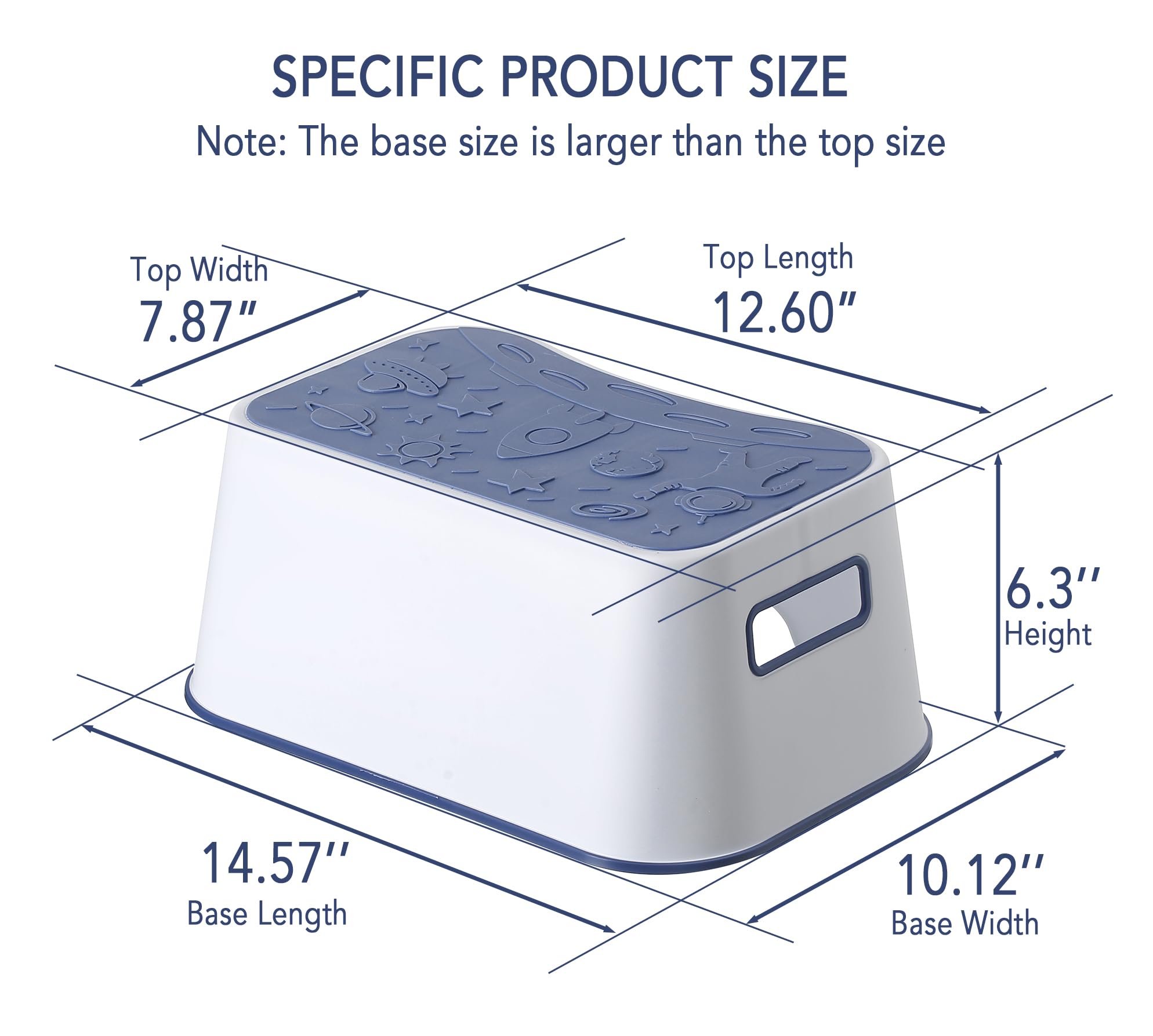 A+KCEYON Step Stool for Kids, Cute Design and Anti-Slip Kids Step Stool with Recessed Handles, Portable Footstool for Kitchen, Bathroom Sink and Toilet Potty Training (Blue-Space Motif)