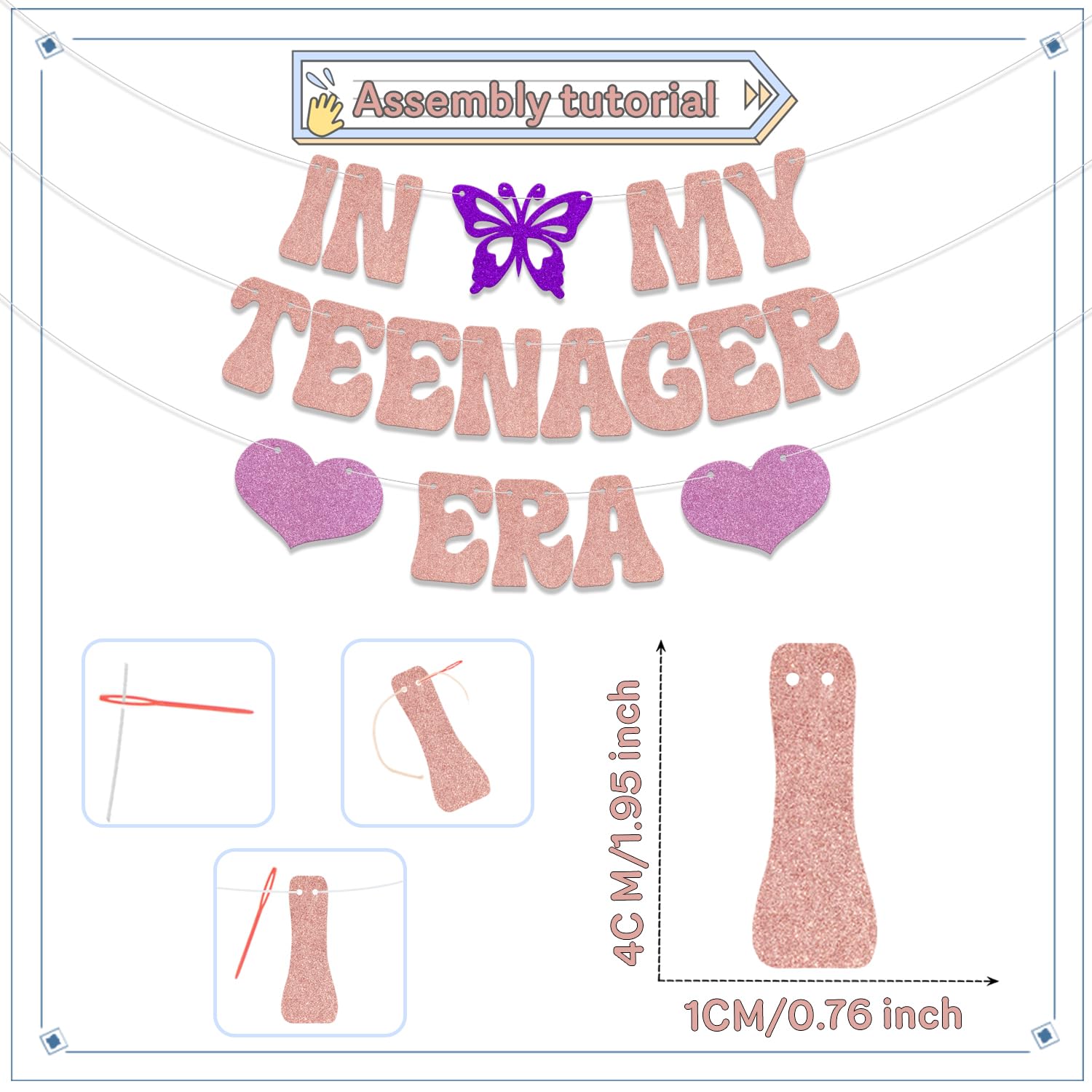 in My Teenager Era Banner,OMG UR a Teenager 13th Birthday Party Decorations,Butterfly Theme Girls 13th Birthday Party Decor,Happy 13th Birthday Anniversary Party Supplies Rose Gold Purple Red