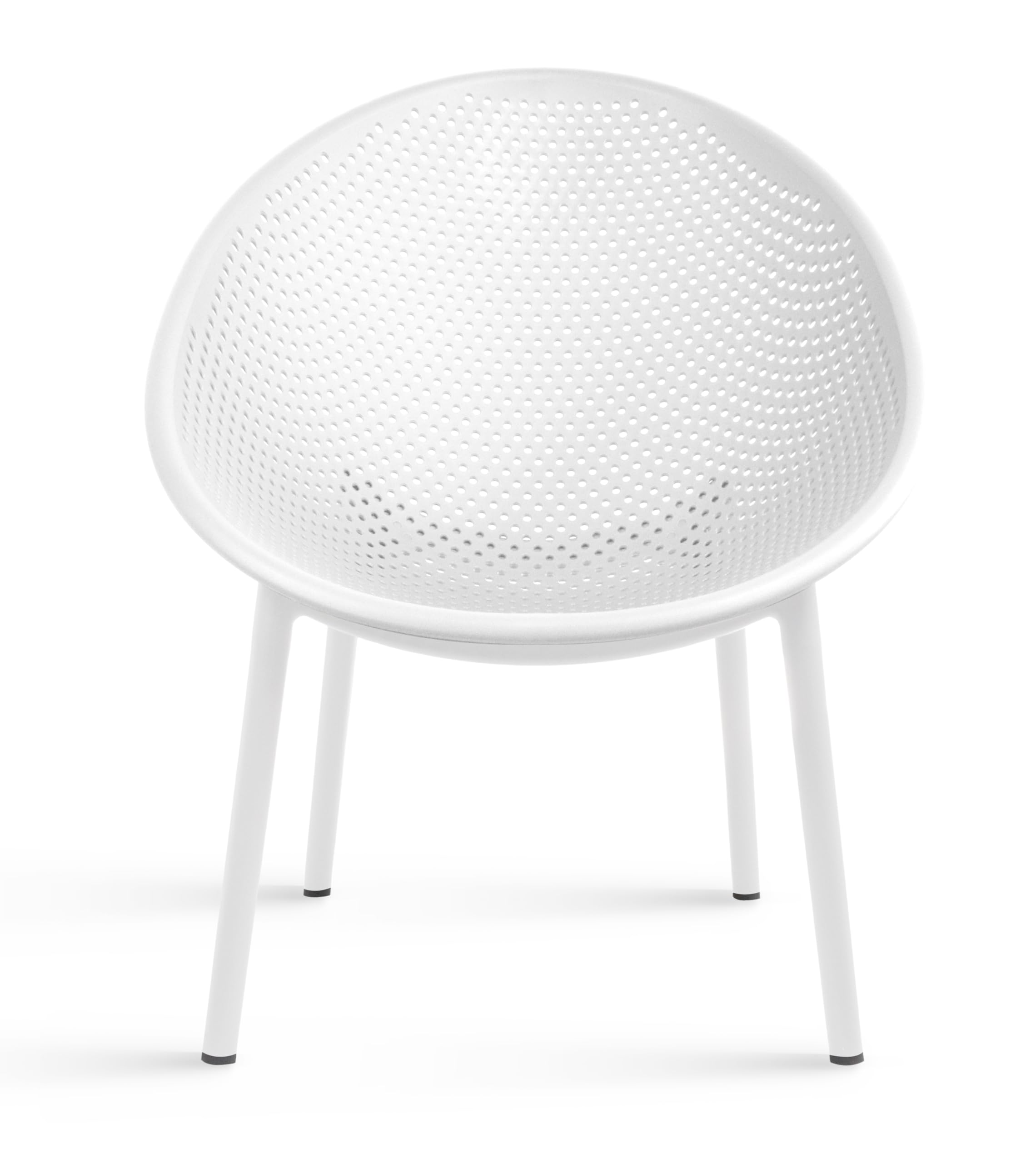 2xhome Set of 2 Modern Oval Chairs, Contemporary Accent Lounge Chairs with Perforated Breathable Egg Shaped Pod Seat for Kitchen, Dining, Patio, Indoor, Outdoor, White