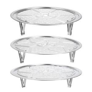 uxcell 3pcs stainless steel steamer rack with stand, 8.6 inches/9.5 inches/10.2 inches pot steaming tray for steamer cookware instant pressure cooker