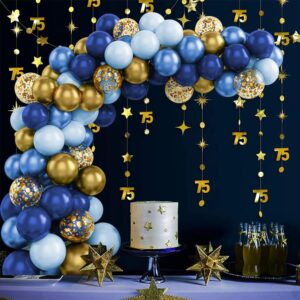 Navy Blue Balloons Garland Arch Kit - 133PCS Different Sizes Navy Blue Macaron Blue Metallic Blue Confetti and Gold Latex Balloons for Baby Shower Wedding Bridal Shower Birthday Party Decoration