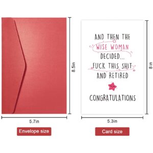 SuperShunhu Funny Retirement Card for Women, Colleague Leaving Work Card, Retiring Card Gift for Coworker, Humor Happy Retirement Card, The Wise Women Retired Congratulation Card