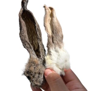 Dehydrated Rabbit Ears for Dogs & Cats - Furry Rabbit Ear Dog Treats - USA Sourced Whole Rabbit Ears with Fur for Dogs - Rawhide Alternative - 100% Single Ingredient Furry Rabbit Ears (6 Count)