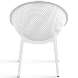 2xhome Set of 2 Modern Oval Chairs, Contemporary Accent Lounge Chairs with Perforated Breathable Egg Shaped Pod Seat for Kitchen, Dining, Patio, Indoor, Outdoor, White