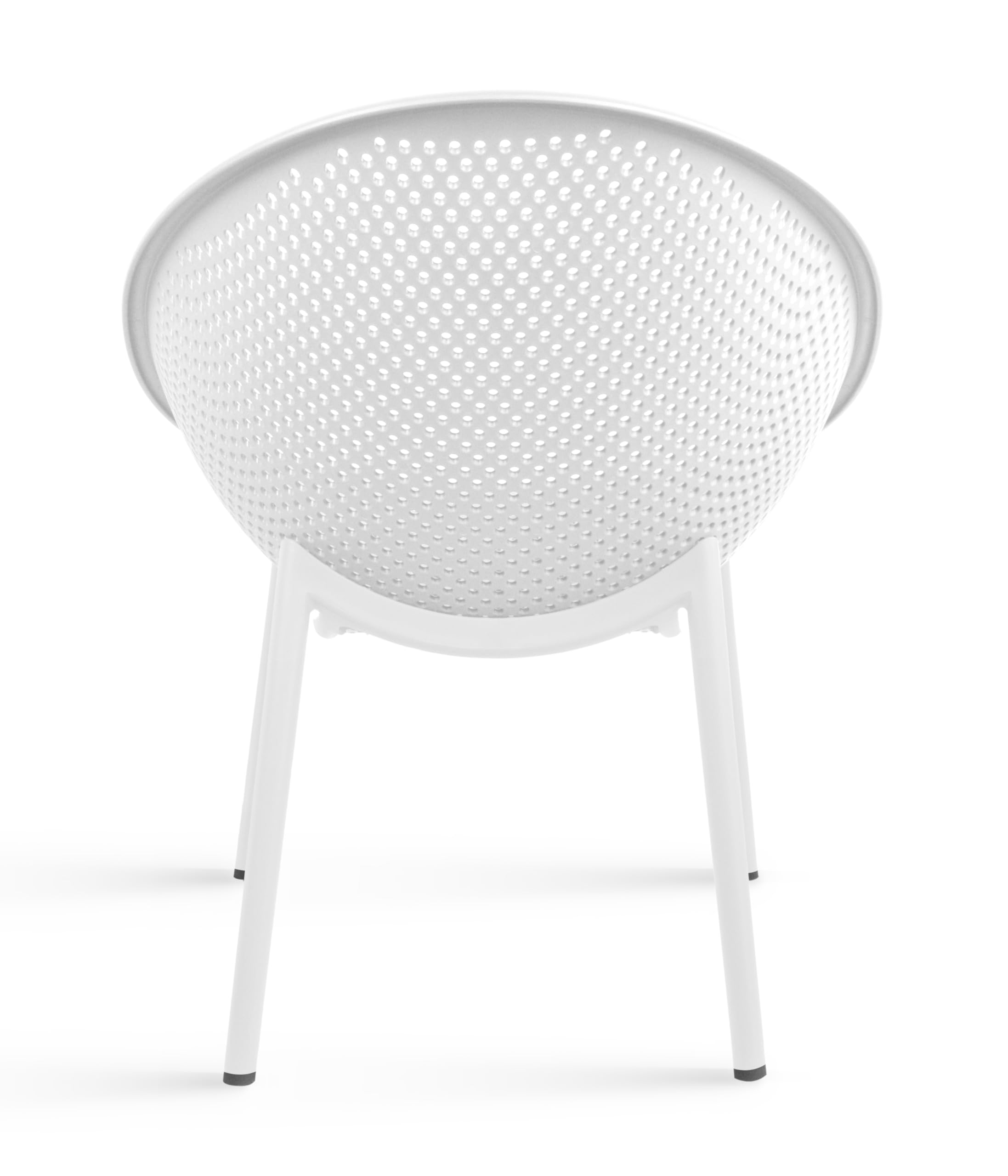 2xhome Set of 2 Modern Oval Chairs, Contemporary Accent Lounge Chairs with Perforated Breathable Egg Shaped Pod Seat for Kitchen, Dining, Patio, Indoor, Outdoor, White