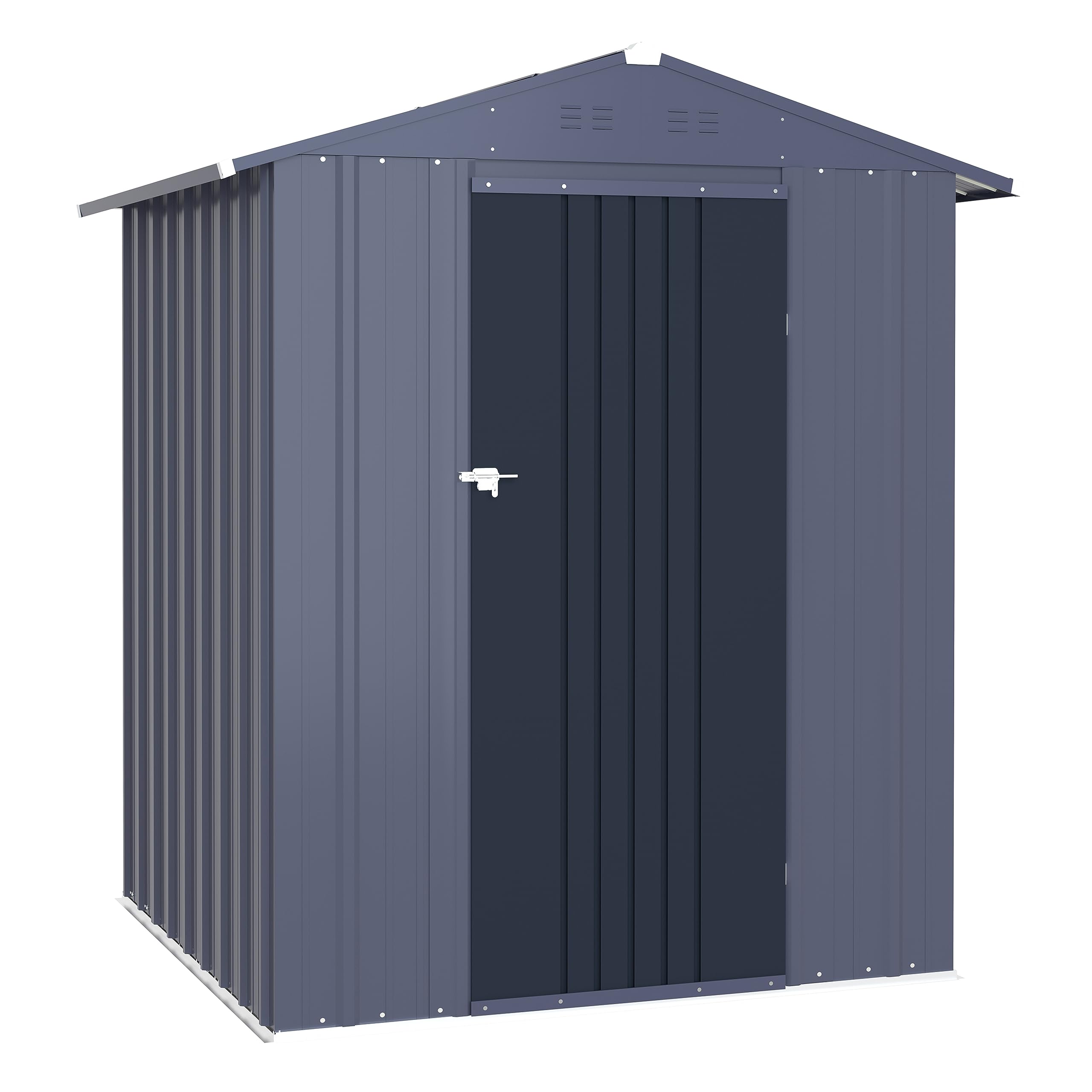 Yardenaler 4x4 FT Metal Outdoor Storage Shed, Garden Tool Shed Kit with Doors & Lock, Waterproof Patio Utility Tool Shed for Backyard and Garden, Gray