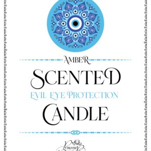 Evil Eye Candle, 10.5 Oz Evil Eye Spiritual Protection Candles with Crystals & Cotton Wick in Glass Jar, Soy Candle, Amber Scented Candles for Relaxing Healing Good Energy Aromatherapy Décor, Pack-1