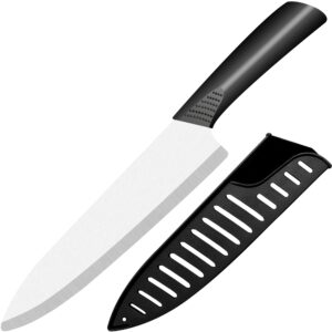 rynal ceramic knife chef knife meats fruits vegetables knife - sharp ceramic kitchen knife with sheath cover - 8 inch black