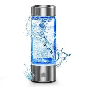 hydrogen water bottle, portable hydrogen water ionizer machine, hydrogen water generator, rechargeable hydrogen rich water glass health cup for home travel（silver）