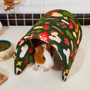 Bienbee Guinea Pig Tunnel, Guinea Pig Hideout, Washable Rabbit Tunnel and Bunny House, Rabbit Toys in Cages for Guinea Pig Bunny Rabbit Small Animal Green Mushroom